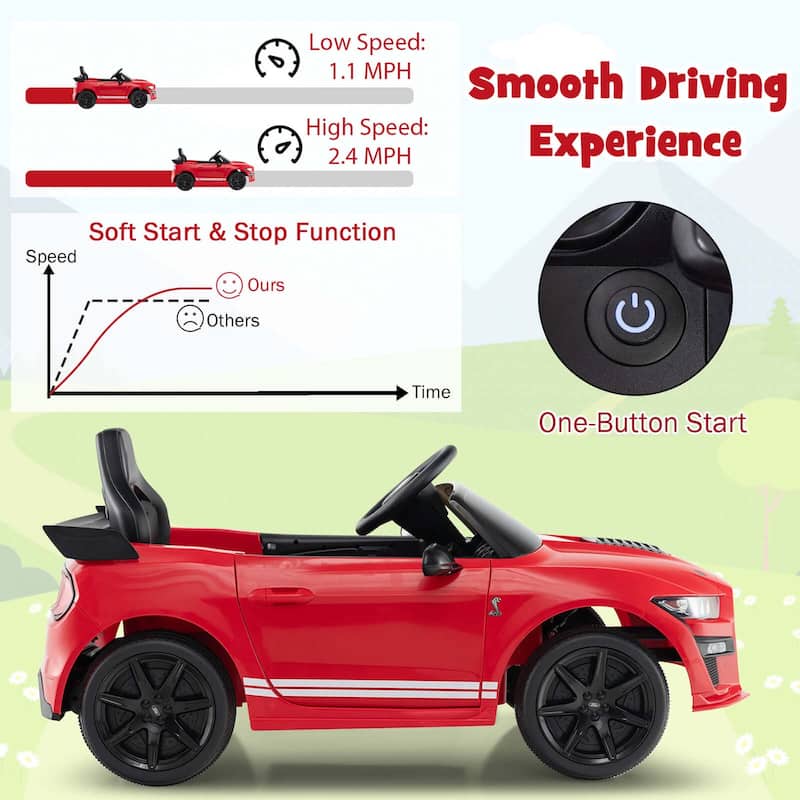 Gymax 12V Kids Ride on Car Licensed Ford Mustang Shelby GT500 w/