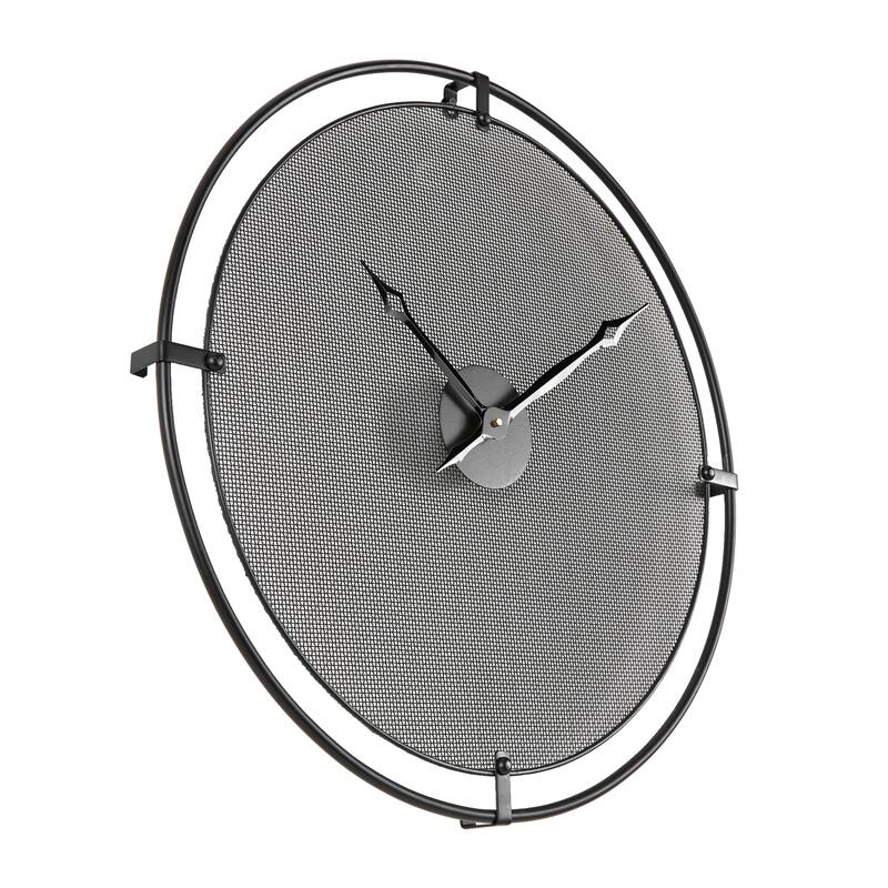 Black Metal Minimalistic Decorative Wall Clock with Mesh Backing