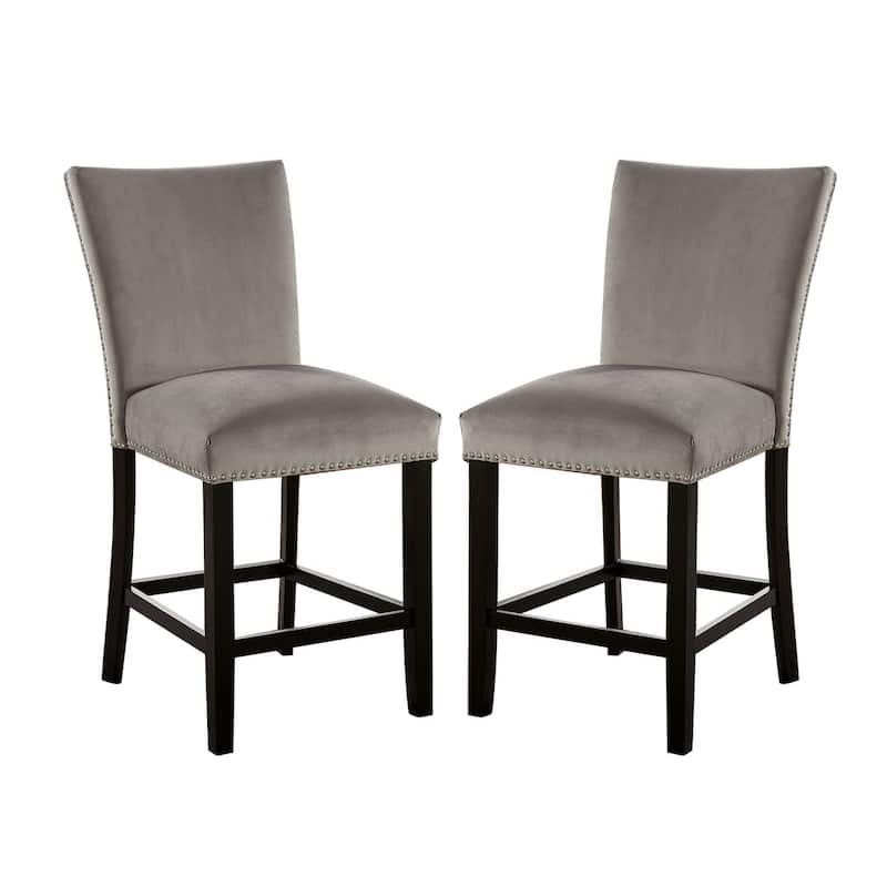 Wooden Counter Height Chair with Backrest Design in Light Gray