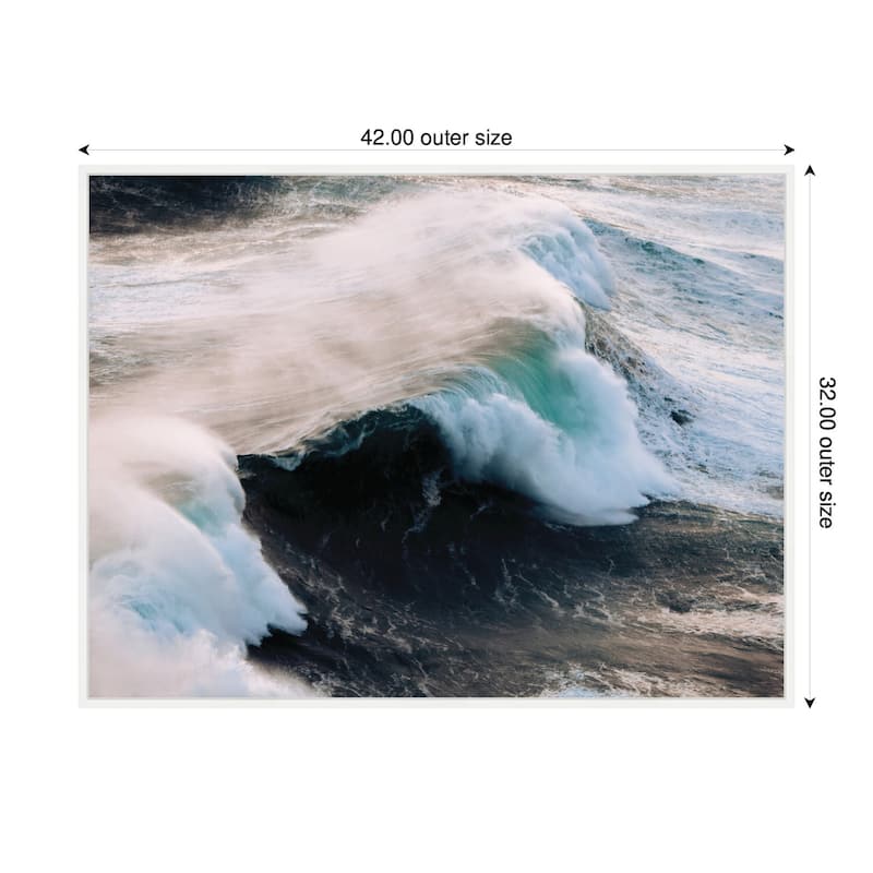 Kate and Laurel Sylvie Crashing Waves on the Portuguese Coast Framed Canvas by Michael Schauer