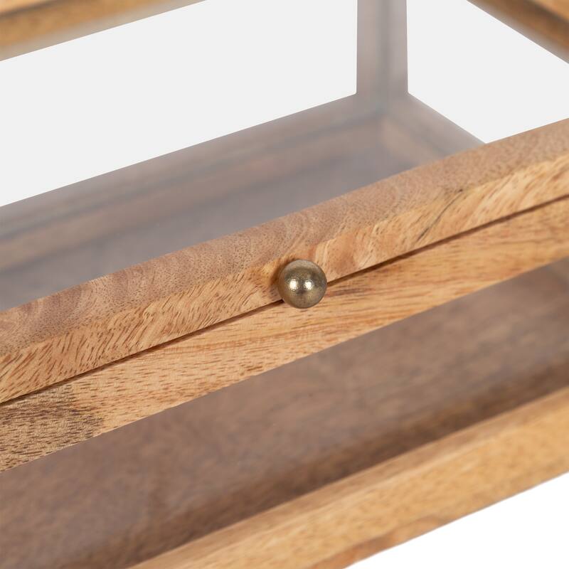 Kate and Laurel Curiel Decorative Wood and Glass Storage Box - 10x6x4