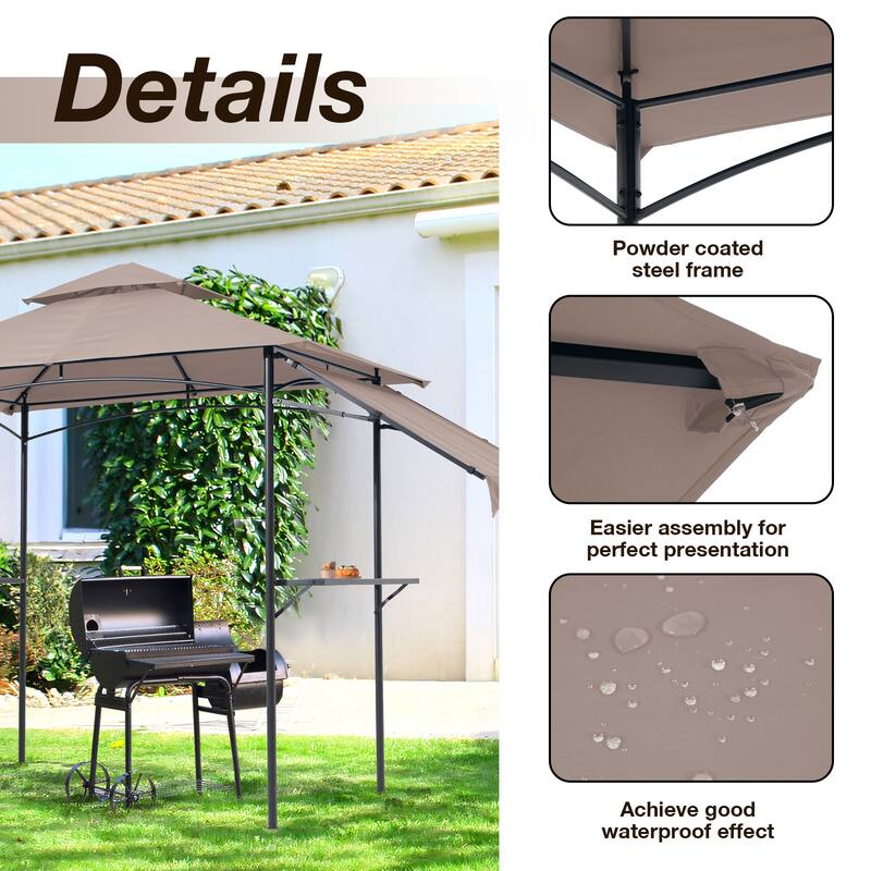 8' x 5' Outdoor Grill Gazebo 2-Tier Canopy