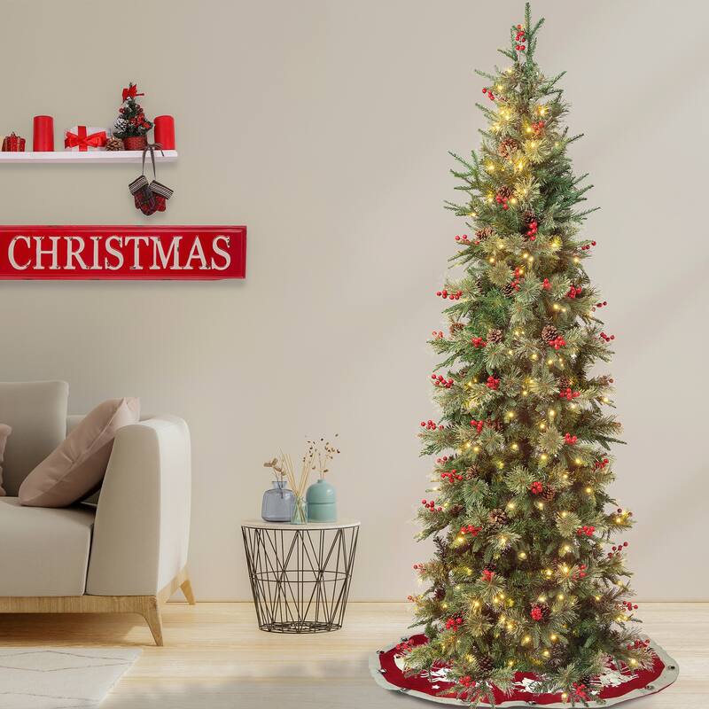 National Tree Company 7.5 ft. Virginia Pine Slim Tree with LED Lights - 7.5 Foot