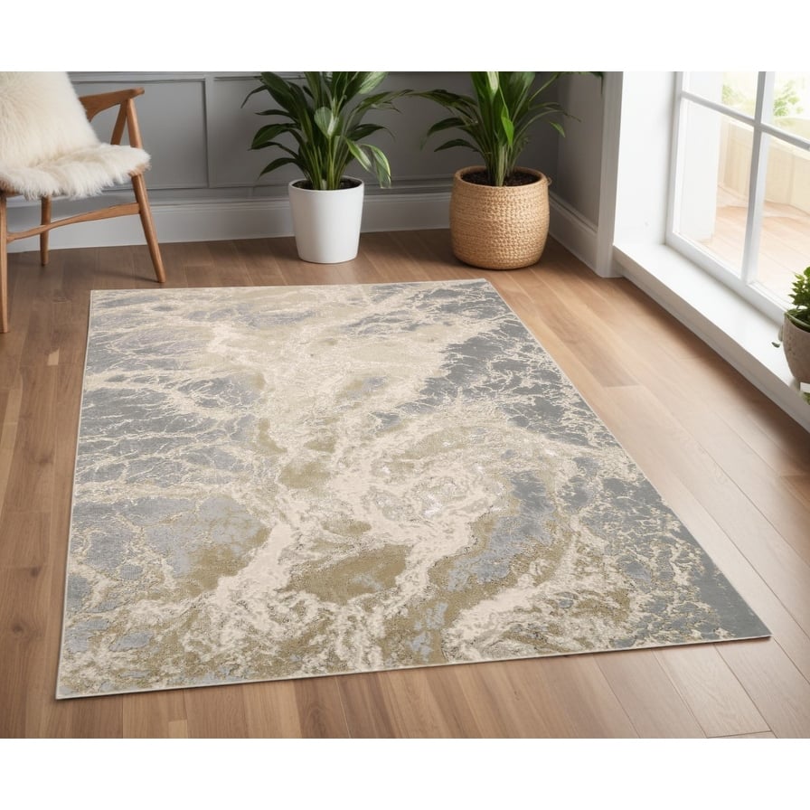 Sora Abstract Modern Non Skid Woven Area Rug By HomeRoots - 4' x 6'
