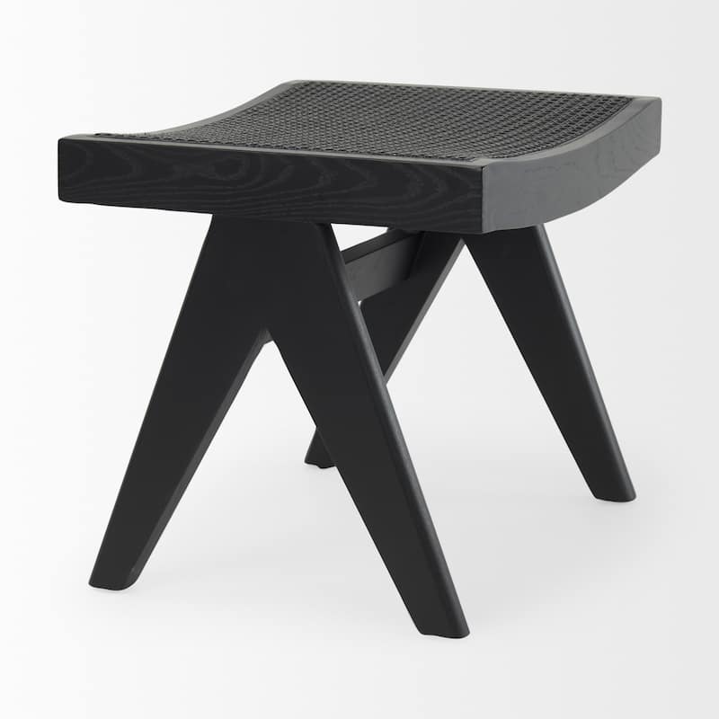 Arvin Black Solid Wood Stool