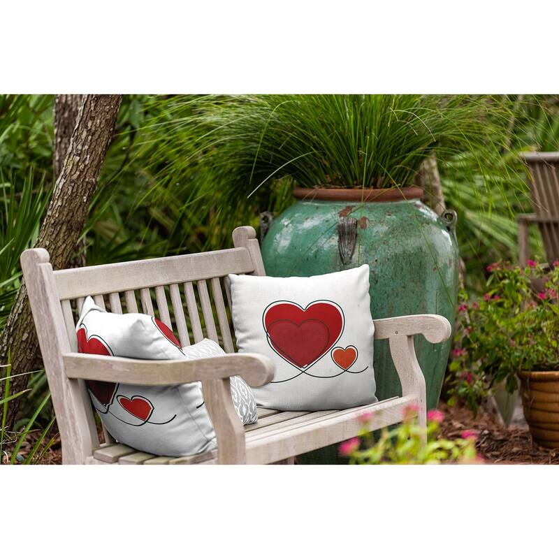 Hearts With Outlines Valentines Day Decorative Throw Pillow