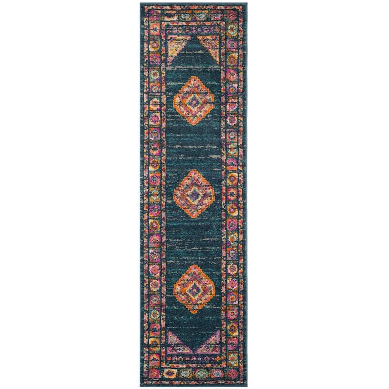 SAFAVIEH Madison Matxalen Vintage Boho Oriental Rug - 2'3" x 12' Runner - Blue/Fuchsia - Runner