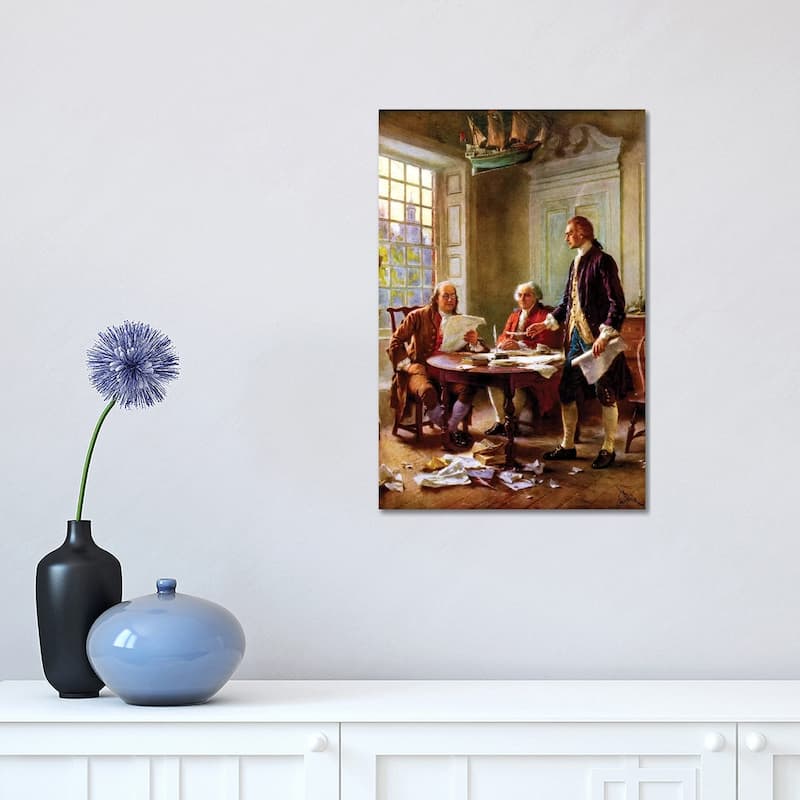 iCanvas "Restored Vector Painting Of The Writing Of The Declaration Of Independence" by John Parrot Canvas Print - 18x12x1.5