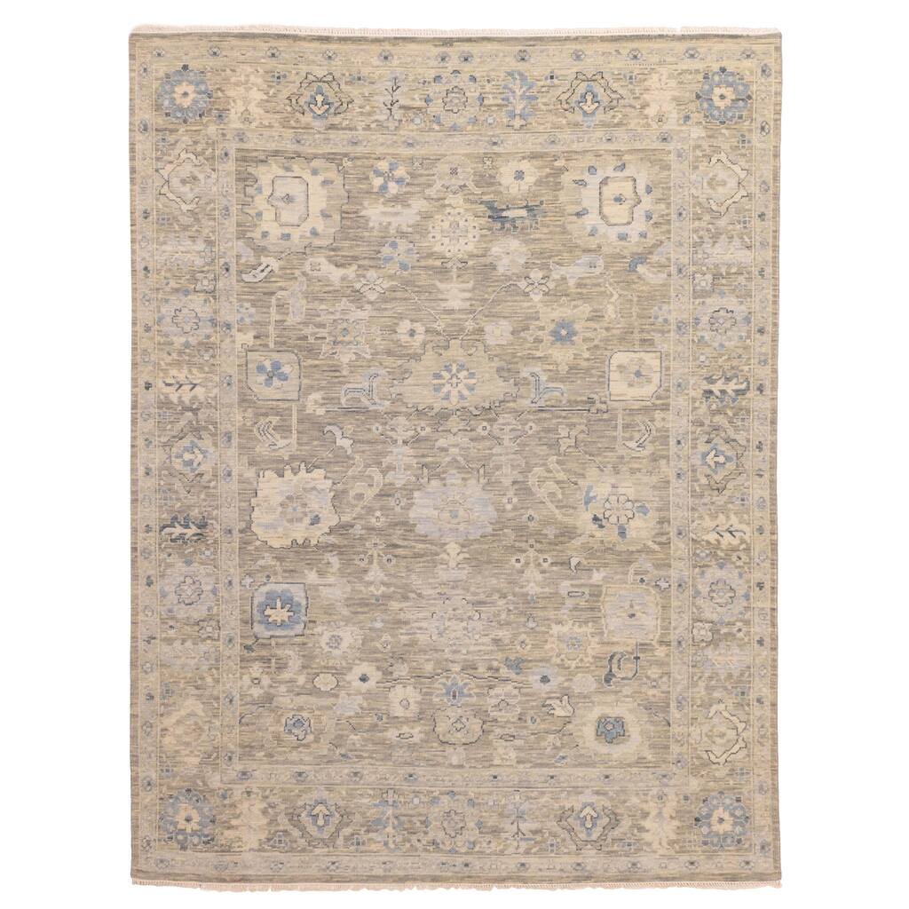 ECARPETGALLERY Hand-knotted Modern Oushak Grey Wool Rug - 7'11 x 10'3