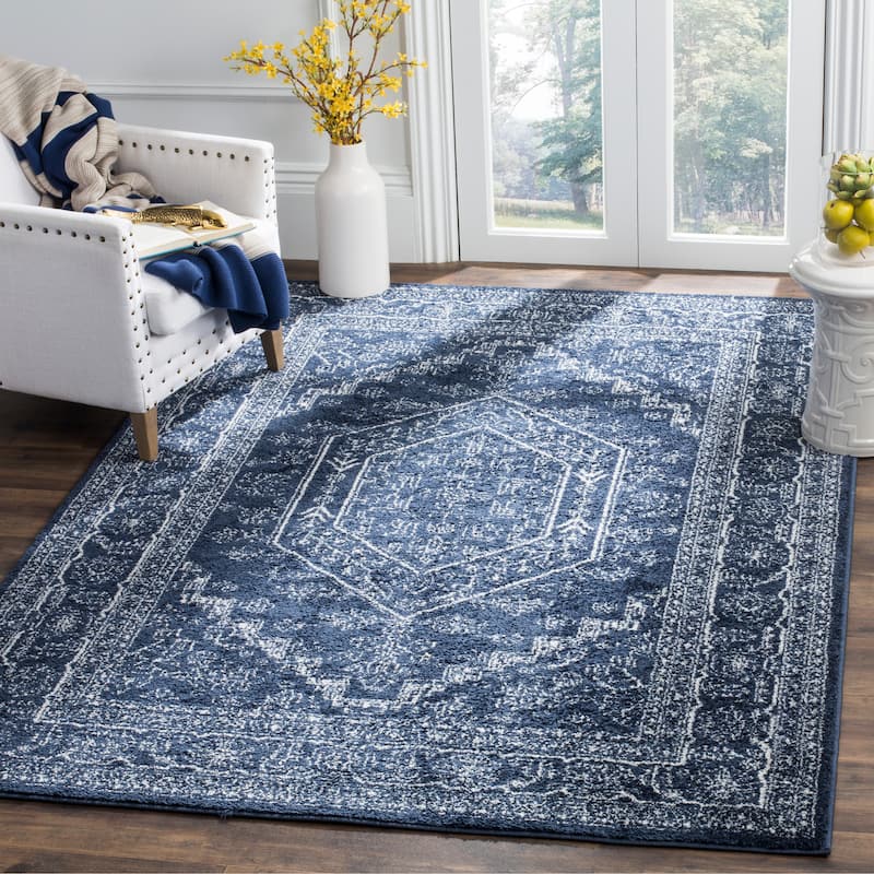 SAFAVIEH Adirondack Sian Rustic Oriental Medallion Rug - 5'1" x 7'6" - Navy/Ivory