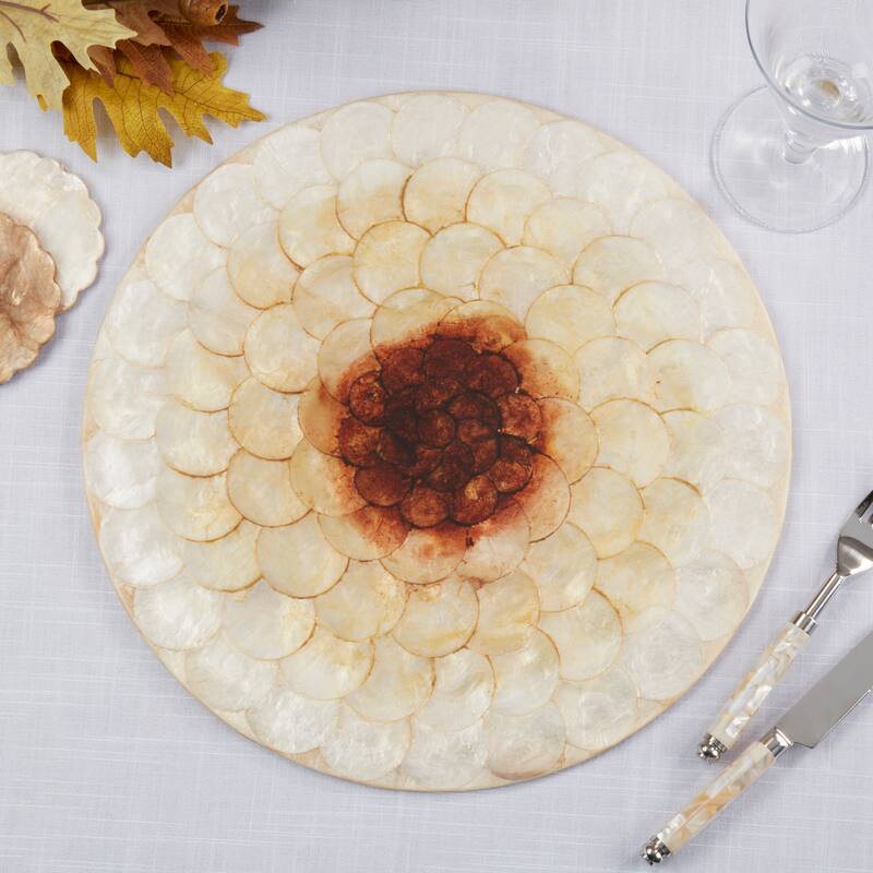Capiz Shell Placemats (Set of 4) - Layered Shell Disc Design for Dining & Entertaining, 15"