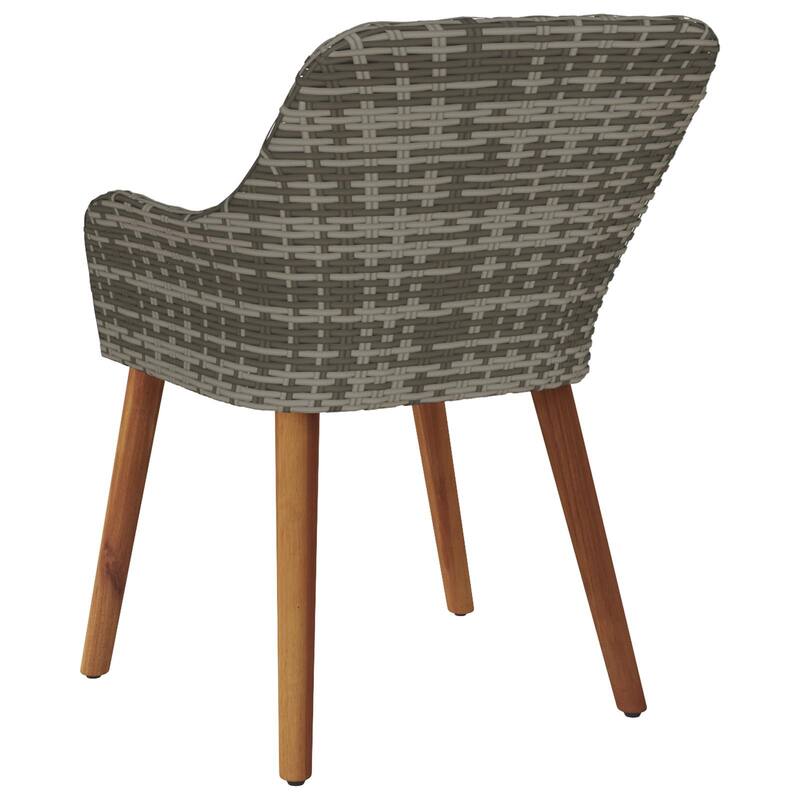 vidaXL Patio Chairs 2 Pcs Patio Wicker Dining Chair with Cushions Poly Rattan - 21.7 x 24.6 x 32.3