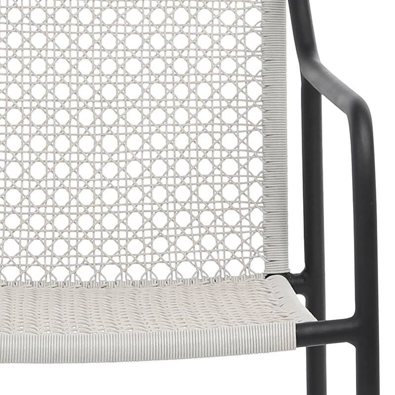 Catalina Indoor-Outdoor Grey and Black Woven Rope and Iron Occasional Chair