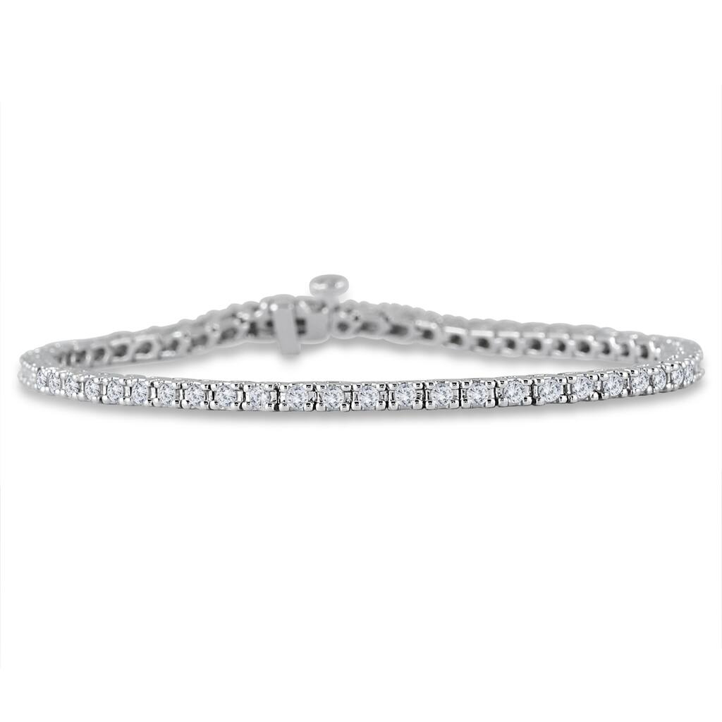 Marquee Certified 3 Carat TW Classic Diamond Tennis Bracelet in 14K White Gold