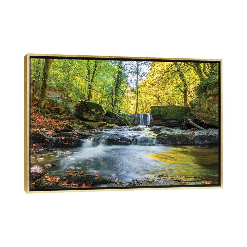 iCanvas "Waterfall III" by Nejdet Duzen Framed Canvas Print - Gold - 18x26