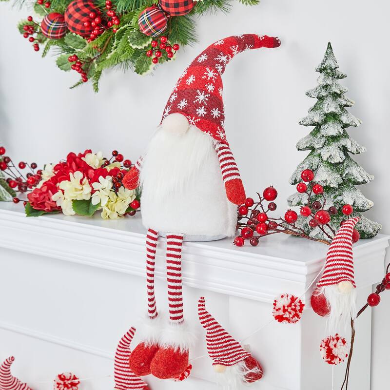 Glitzhome Set of 3 Fabric JOY Christmas Gnomes Decor