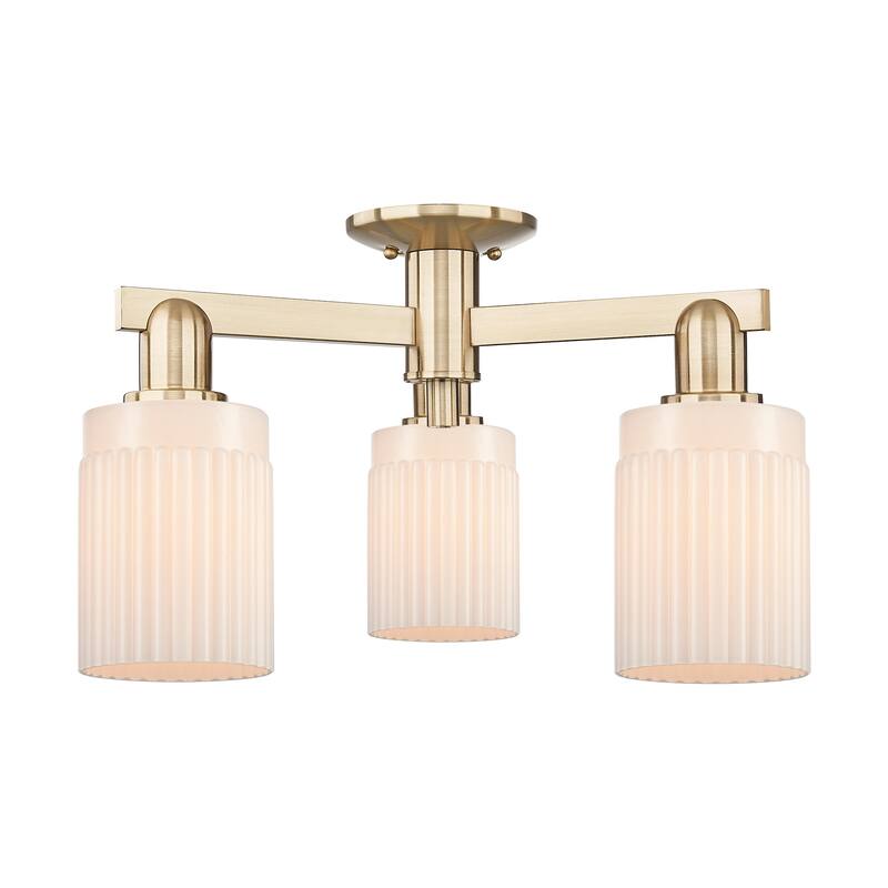 Innovations Lighting 716-3F-11-22 Hadley Semi-Flush Hadley 3 Light 22" - Champagne Bronze / Matte White