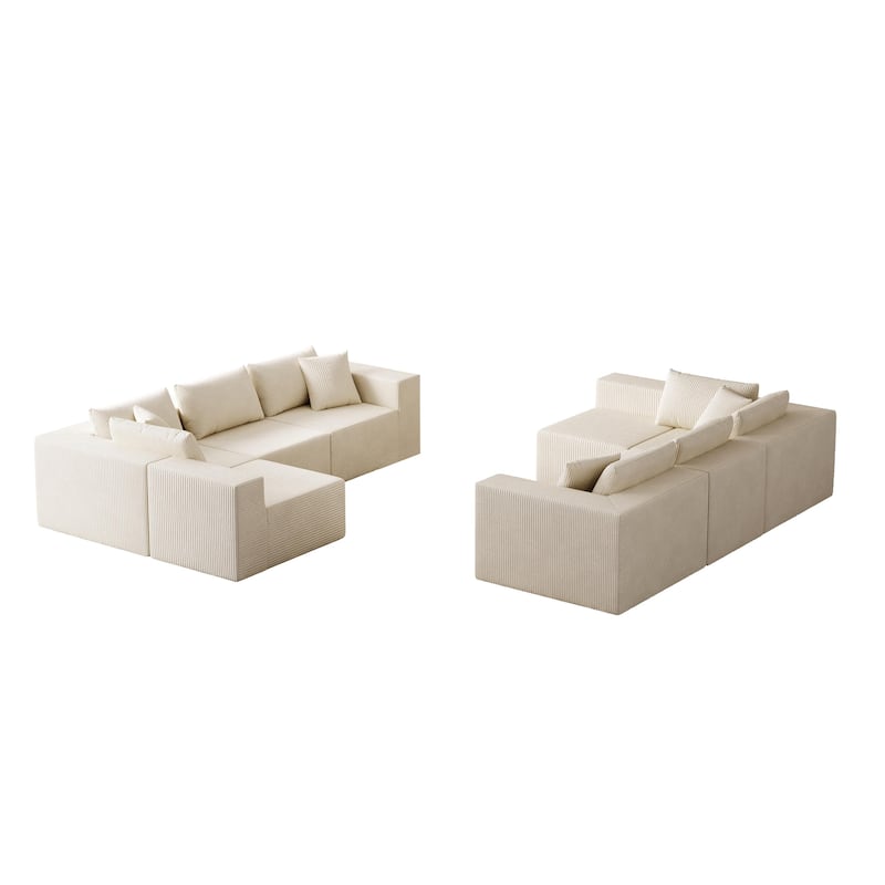 Luxury Floor Standing Couch Set Sectional Sofa Set Corduroy Upholstered Modular Sofa - Freely Combined Into Various Shapes