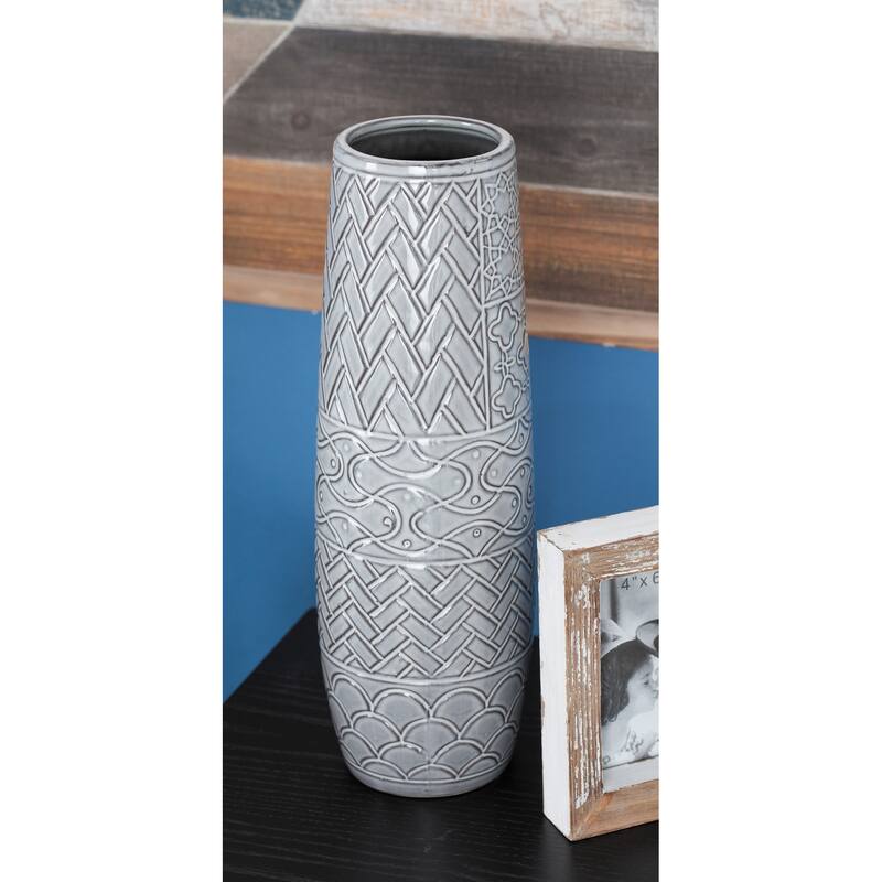 Ceramic Vase with Varying Patterns - Gray - Roche River Decor