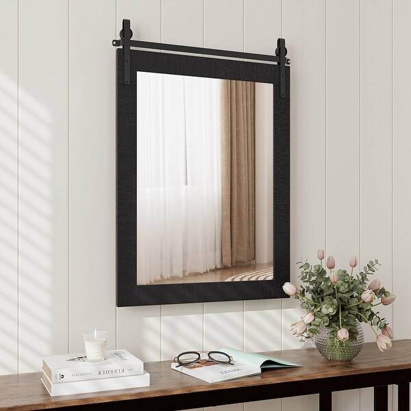 Costway 30''x22'' Wall Mount Mirror Decor Vanity Mirror Wood