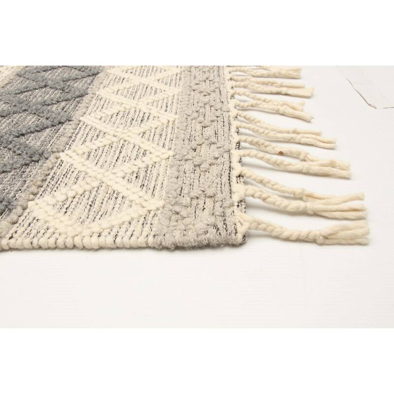 ECARPETGALLERY Braid weave Sienna Grey Wool Rug - 5'2 x 7'5