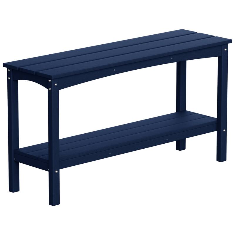 Laguna Hdpe All Weather Outdoor Patio Two Shelf Table - Navy Blue