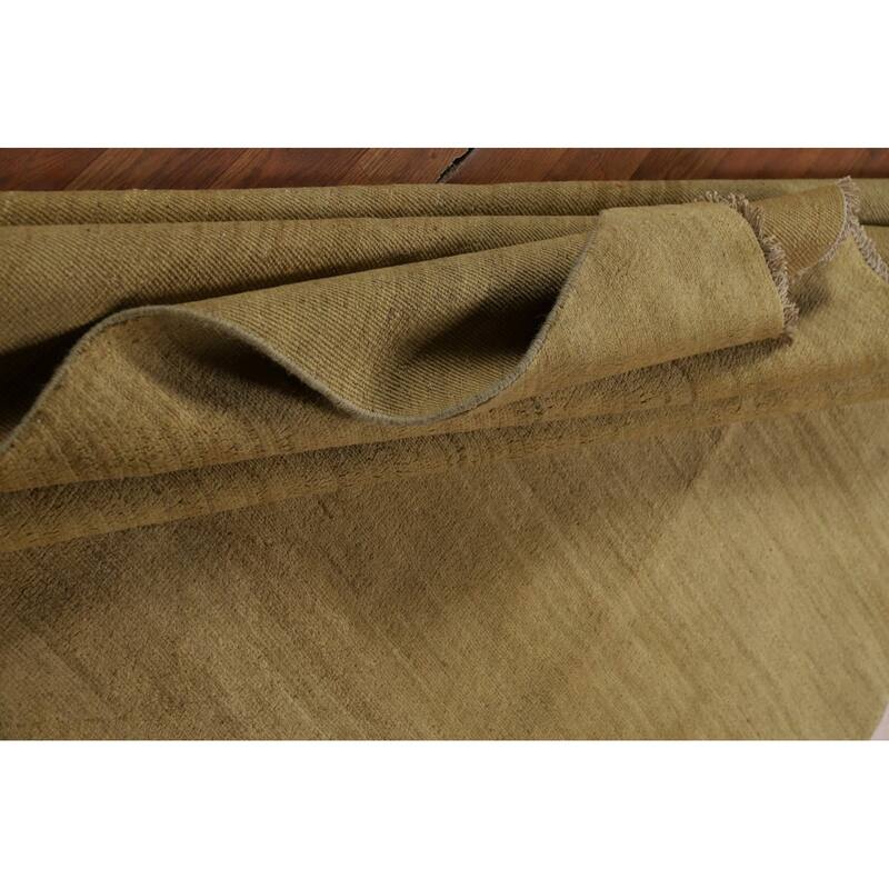 Contemporary Gabbeh Oriental Area Rug Handmade Green Wool Carpet - 6'5" x 9'7"