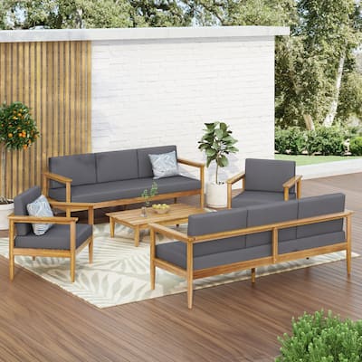 Magnolia Outdoor Acacia Wood Chat Set by Christopher Knight Home