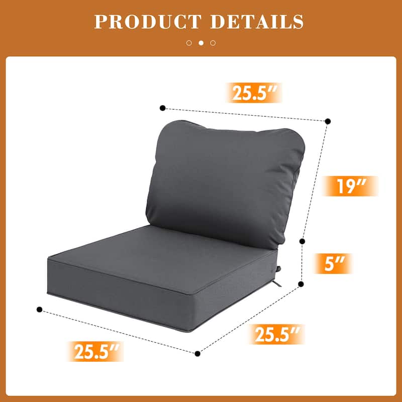 Waterproof Outdoor Deep Seat Cushion Set for Patio Furniture and Chairs