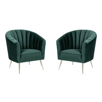 Manhattan Comfort RosemontGold Frame Velvet Accent Chair (Set of 2)