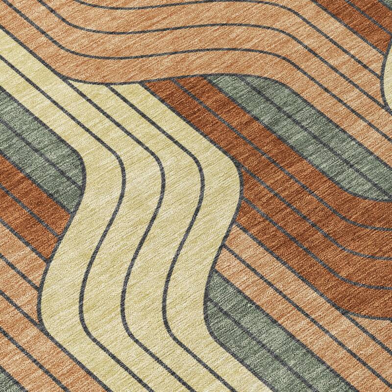 Machine Washable Indoor/ Outdoor Modern Pathway Chantille Rug