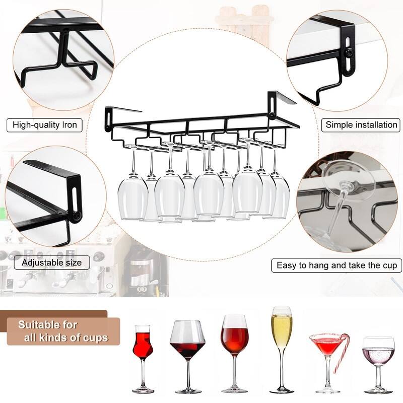 Hanging Wine Glass Storage Hanger Organizer - 17.6"D x 8.8"W x 2"H