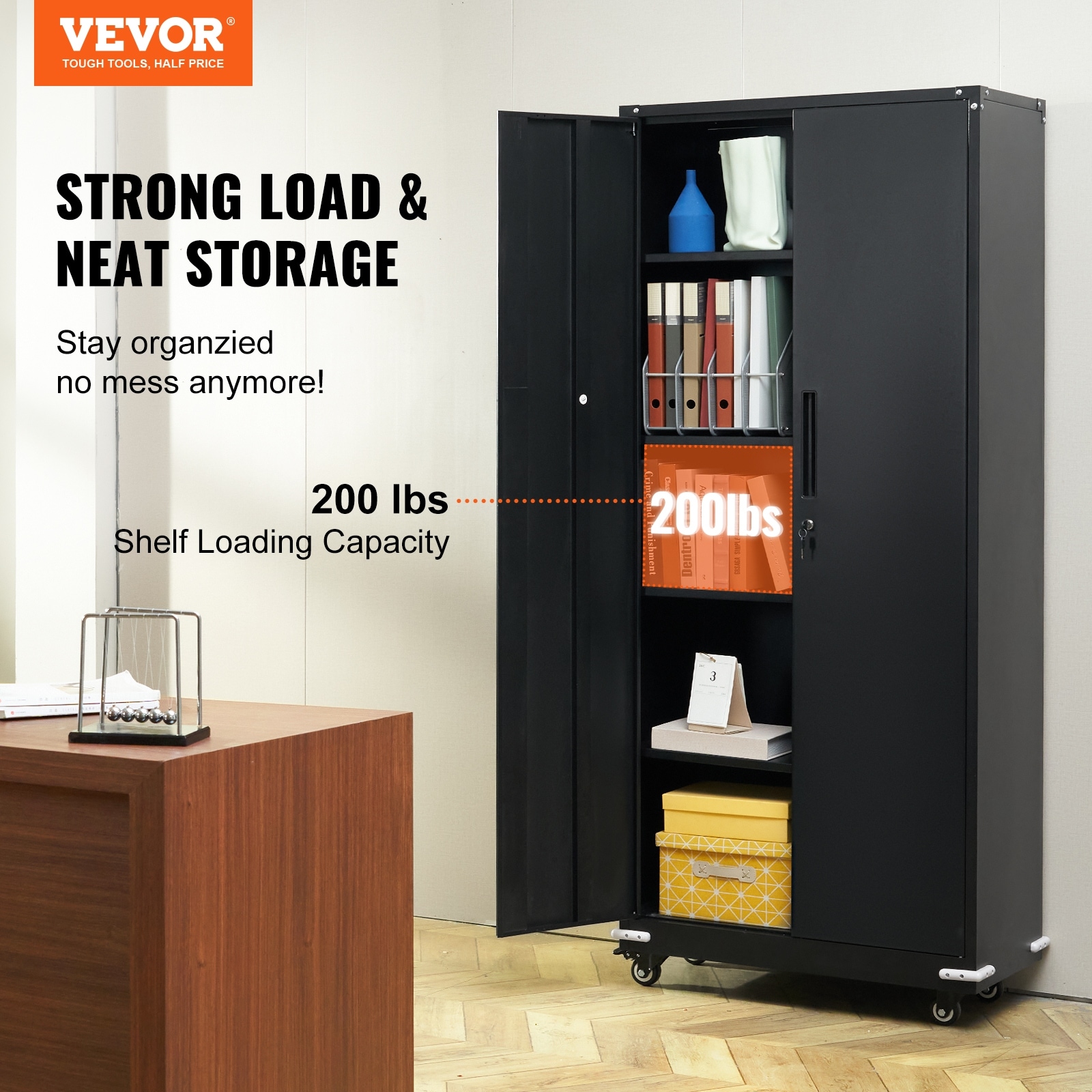 VEVOR Metal Storage Cabinet Garage Storage Cabinet Adjustable Shelves