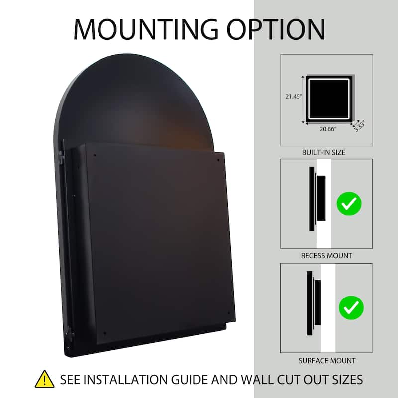 24X36 Inch Arched Recessed Medicine Cabinet