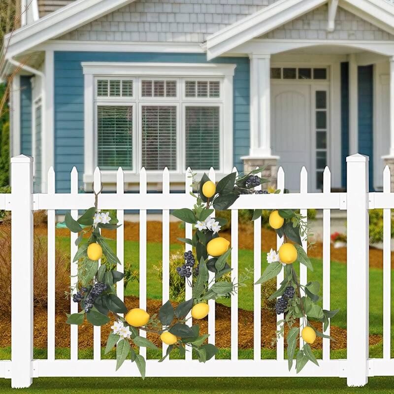 18 inch Spring Summer Sunflowers Wreath, 6 FT Artificial Lemon Garland