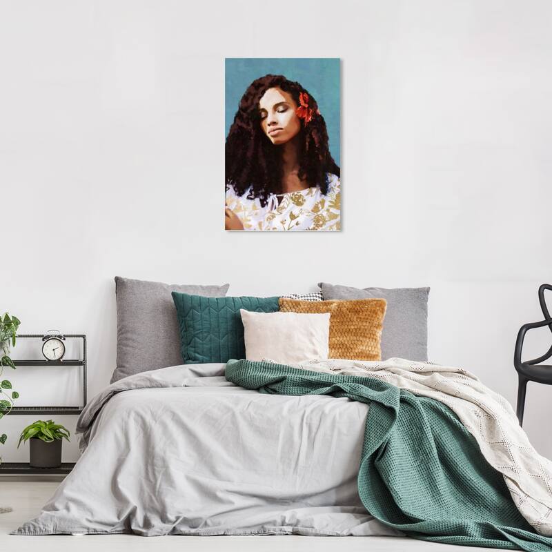 Wynwood Studio Prints Fashion and Glam Wrapped in Floral Blue and Traditional Wall Art Canvas Print - 24 x 16