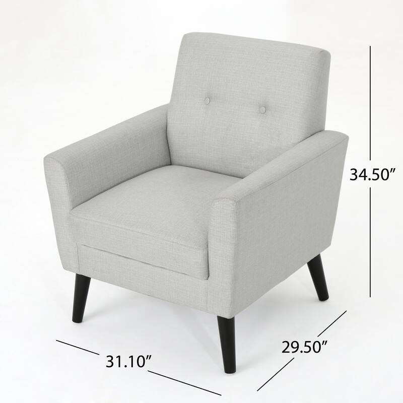 Roomfitters Modern Upholstered Club Chair with Cushioned Seat, Button-Tufted Back and Tapered Legs for Living Spaces