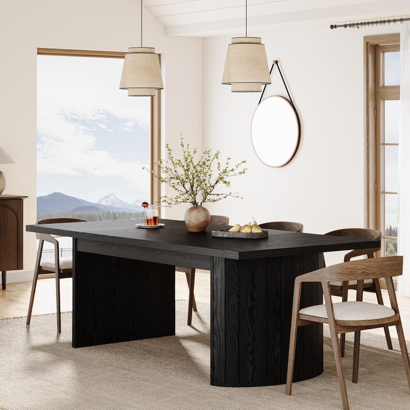 78.7 Inches Brown Wood Dining Table Kitchen Table for 8 People