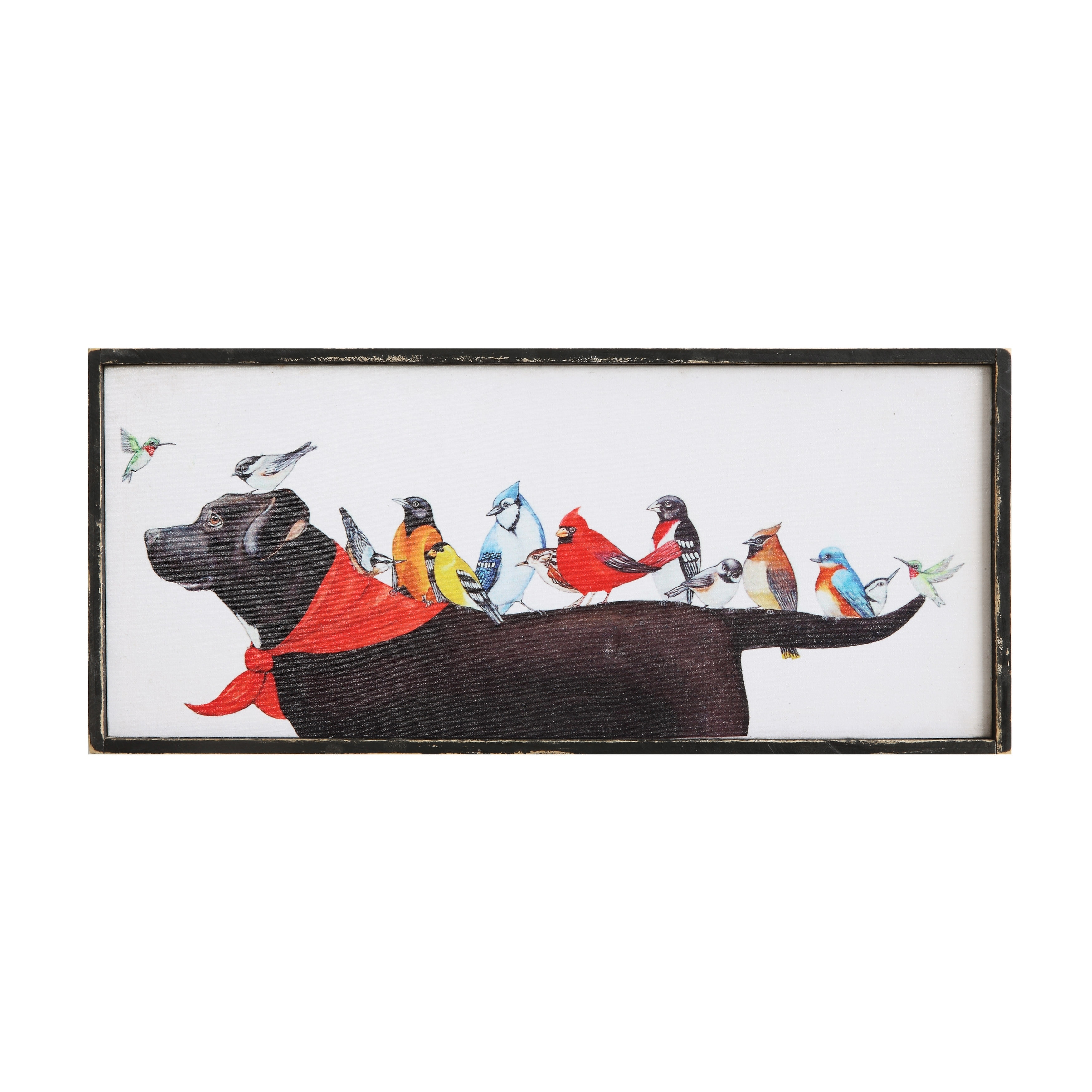 Birds & Dog Framed Wall Décor - 25" x 11"
