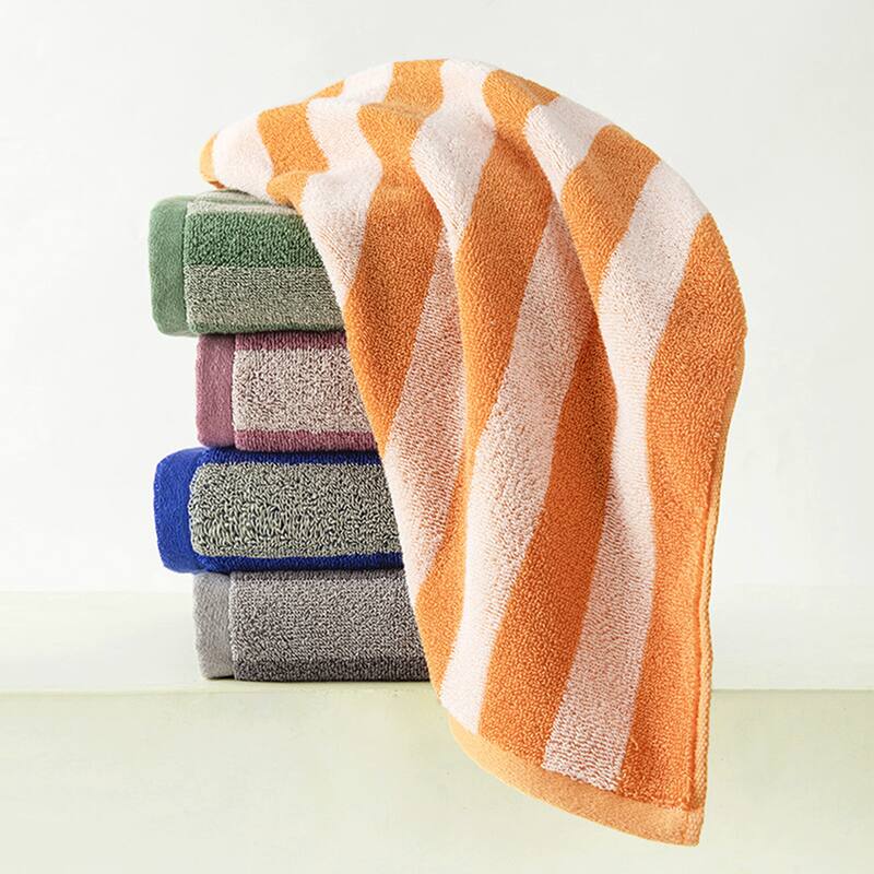 Striped Cotton Hand Towel Set, Soft Absorbent Hand Towels for Bathroom, Camping, Gym, Hotel