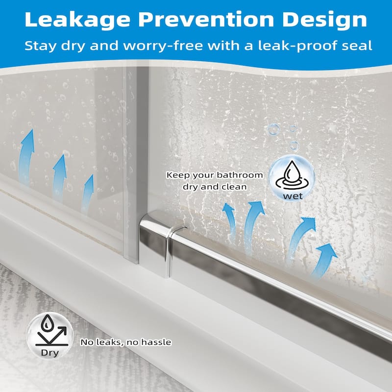 EROMMY Frameless Sliding Shower Door 60"x76", Clear Tempered Glass, Explosion-Resistant, Waterproof