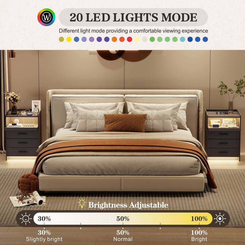 3 Drawer Nightstand With Light