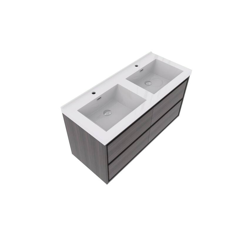 Sage 48" wall mounted bathroom vanity with double basin acrylic top