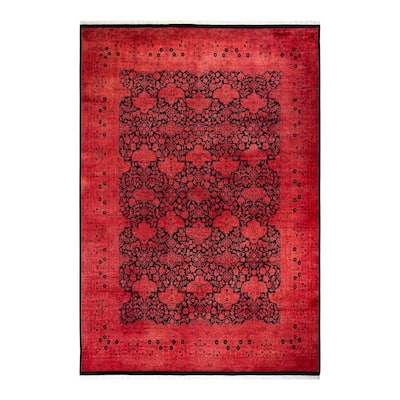 Overton Hand Knotted Wool Vintage Inspired Modern Contemporary Overdyed Red Area Rug - 8' 0" x 11' 1"