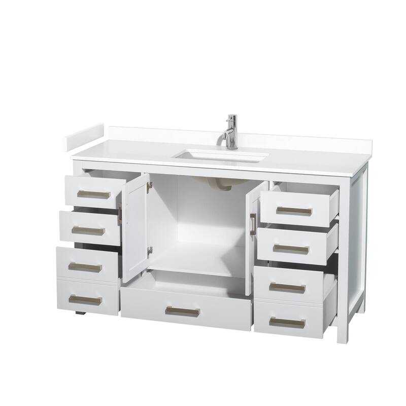 Wyndham Collection Sheffield 60" Single Bathroom Vanity, Carrara