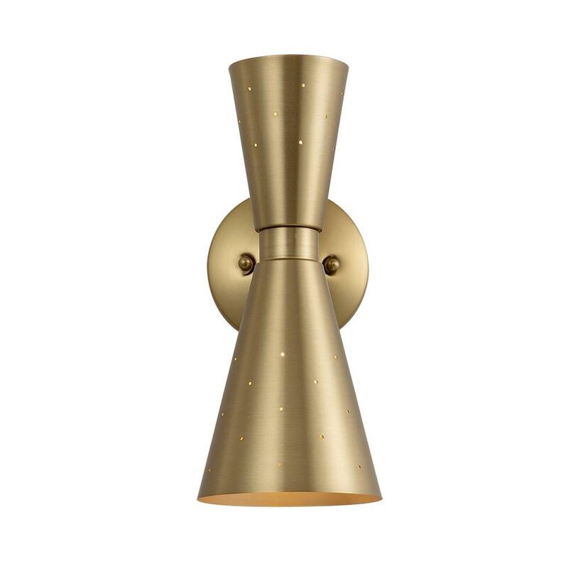 2-Light Modern Metal Eyelet Hourglass Wall Sconce - Aged Brass
