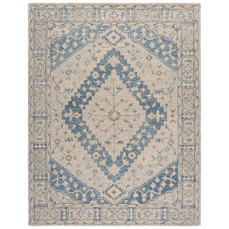 SAFAVIEH Handmade Metro Hildegarda Wool Rug - 9' x 12' - Blue/Ivory