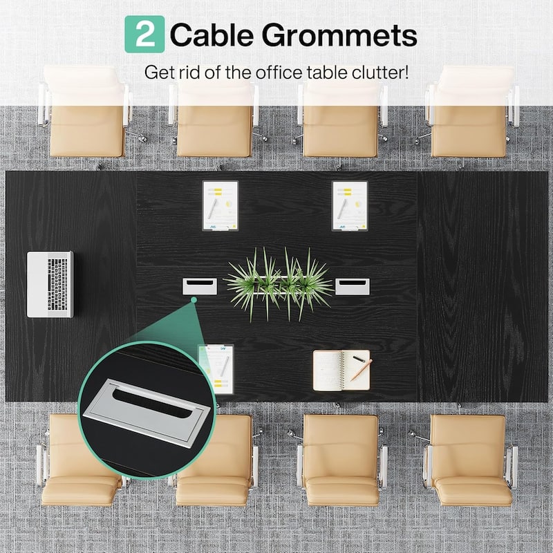 8FT Large Conference Table with Strong Metal Frame for Office Conference