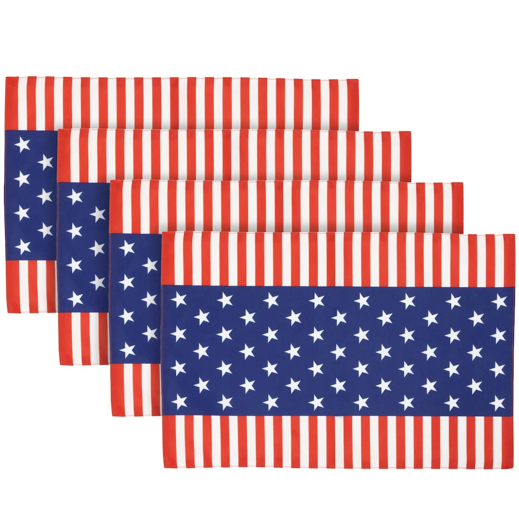 Set of 4 Stars and Stripes Americana Printed Placemats 18"