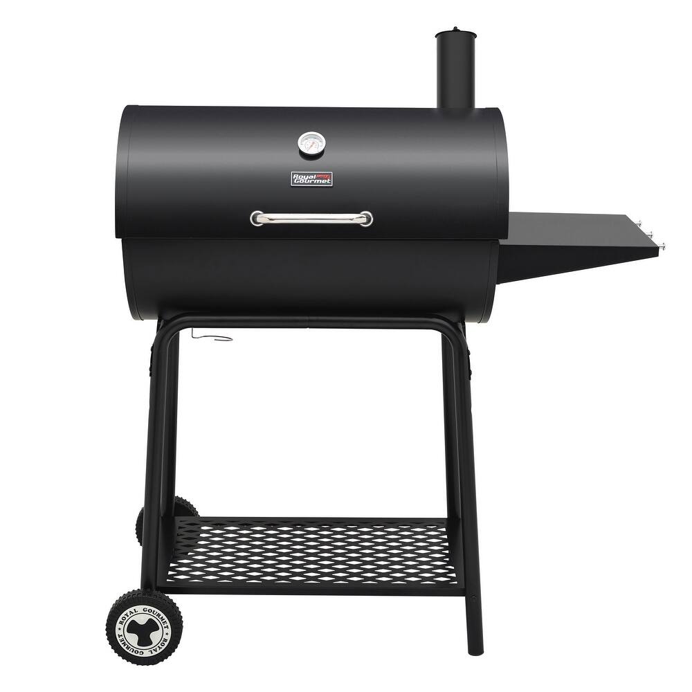 Royal Gourmet 30-Inch Barrel Charcoal Grill with Side Table, Black